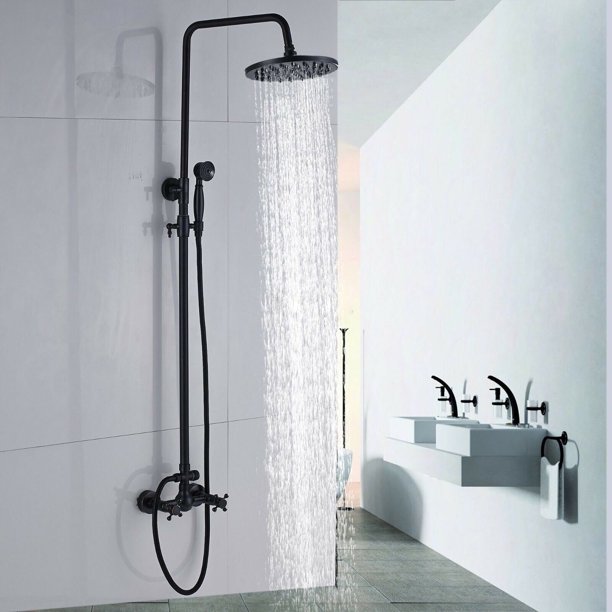 Bathroom Shower Faucet Dual Handles WallMounted Shower Mixer Taps with