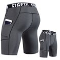 thumbnail image 4 of LYMAYTER Men's Athletic Compression Shorts Workout Running Pocket Design Letter Shorts For S-3XL, 4 of 10