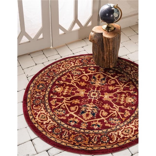 Unique Loom 3144374 4 ft. 5 in. x 4 ft. 5 in. Alcott Dorchester Round Rug, Burgundy