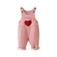 thumbnail image 3 of THDHVS Girls Overalls,Toddler Overalls Boy,Kids Fall Winter Corduroy Heart-shaped Print Overalls Pink 2-3 Years, 3 of 5