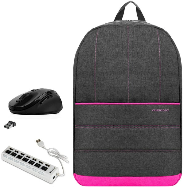 Pink Slim Travel Laptop Backpack, USB Hub, Mouse for Apple iPad, Air
