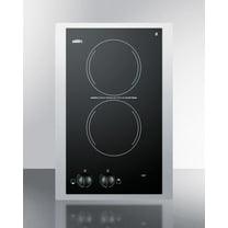 15" Wide 230V 2-Burner Radiant Cooktop, Black, Knob