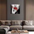 thumbnail image 2 of ZHONGYUTONG Red Lips Picture Wall Decor Woman with Red Nails Canvas Art Black and White Fashion Painting Poster for Bedroom Living Room Framed (12.00" x 12.00"), 2 of 5