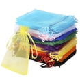thumbnail image 1 of 100 bolsas de organza oso de fresa 4 x 6 pulgadas colores mezclados con cordón, 1 of 5