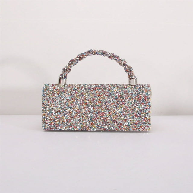 LNGOOR Fashionable And Delicate Rhinestone Decorated Clutch Bag With Handle And Shoulder Strap For Evening Tready Bride BagTready Bride Bag Perfect For Party Wedding Prom Dinner/Banquet