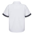 thumbnail image 2 of TSSOE Boys Polka Dots Print Sleeves Button Down Shirts Student Boys School Uniform Oxford Dress Shirt White 140, 2 of 7