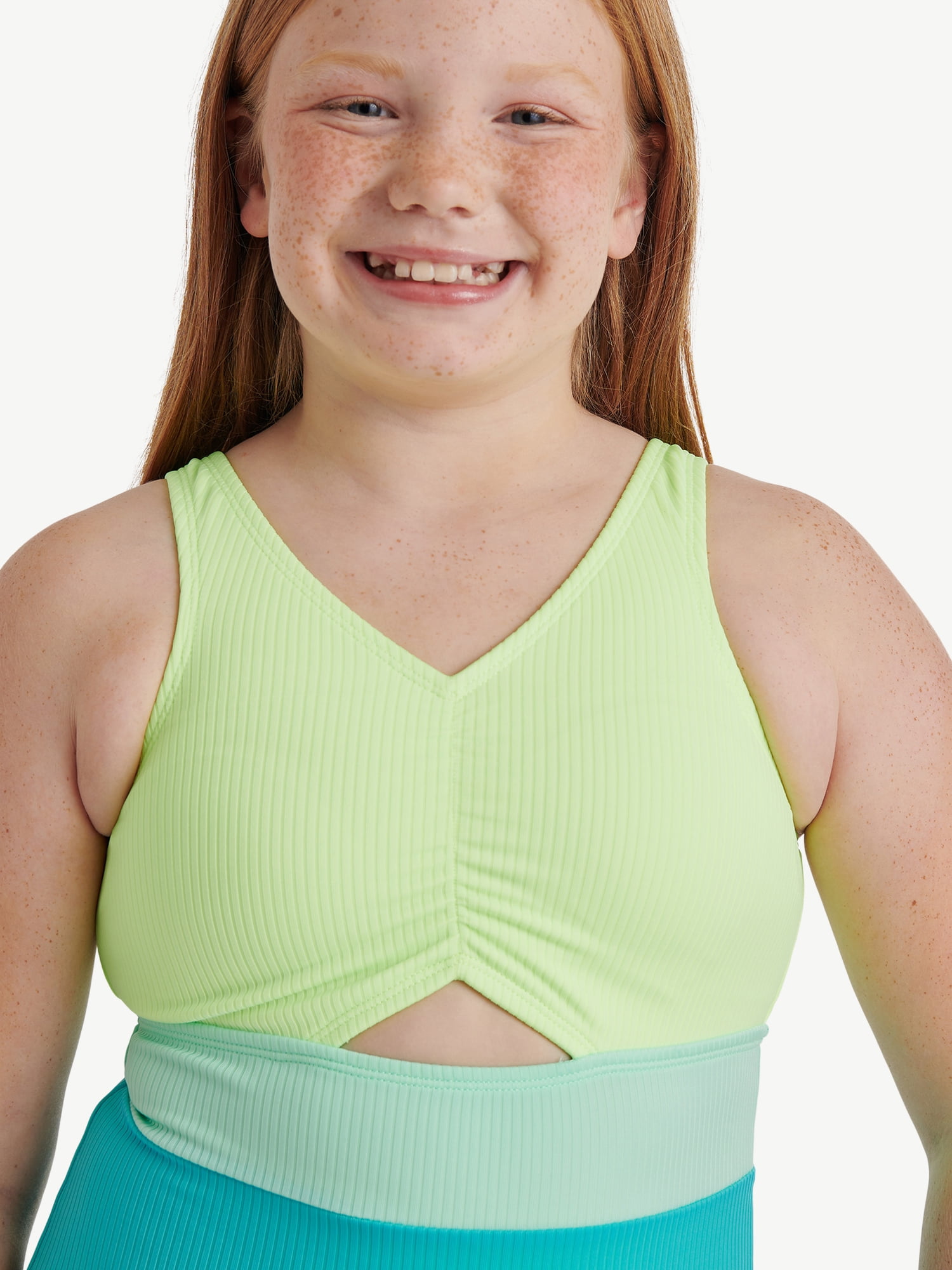 Justice Girls Cinched Color Block Swimsuit, 1-Piece, Sizes XS-XL