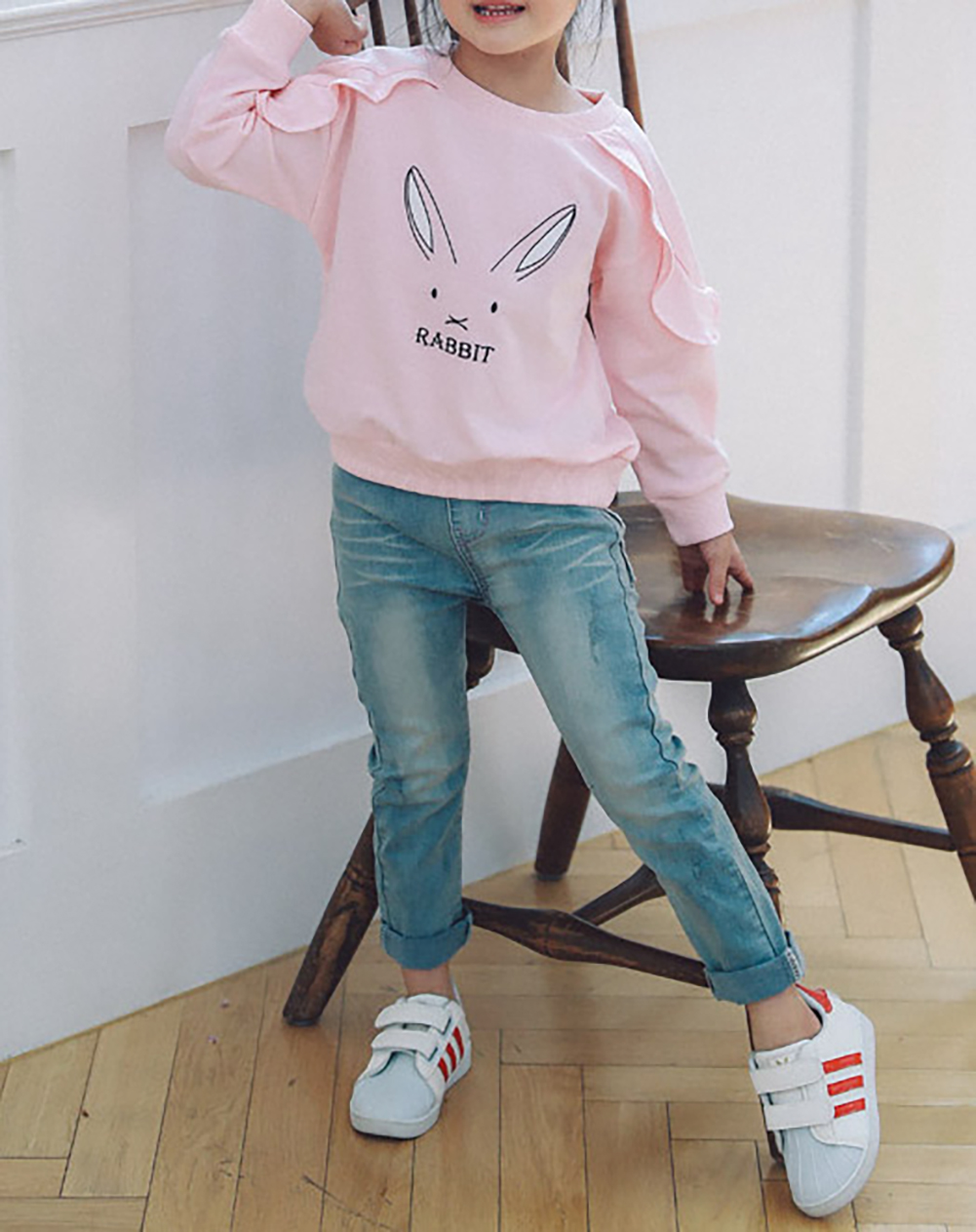 ContiKids Toddler Girls Bunny Face Sweater Rabbit Ruffle Shoulder Sweatshirts  Pink 3-4 Years - Walmart.com