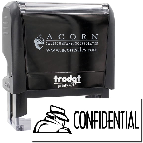 Large Self-Inking Confidential with Logo Stamp, Trodat Printy 4913, Press and Print Stamping, Impression Size 7/8" x 2-1/4", Up to 10,000 Impressions - Black Ink