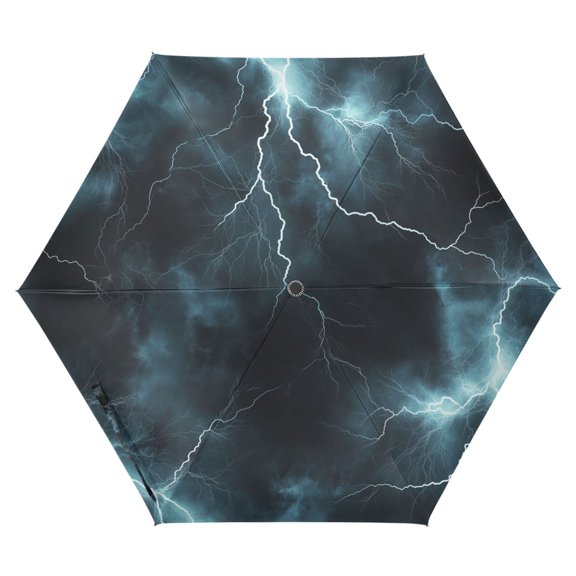 FORMRS Travel Umbrella Folding Auto Open Close Windproof Rain UV Protection, Lightning Pattern