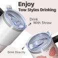 thumbnail image 4 of Rose 20oz Stainless Steel Tumbler with Handle and Straw – Insulated Travel Cup with Sliding Lid, 360° Full Wrap Printed Mug for Home, Outdoor & Sports Use, Flower, 4 of 6