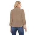 thumbnail image 4 of Women's Solid Basic Casual Draped Neck Open Front Ruched Sleeve Outerwear Vest Cardigan, 4 of 5