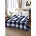 thumbnail image 2 of Navy Blue Check Twim Size Flat Sheet, Wrinkleproof & Fadeproof Cooling Flat Bed Sheet Only, Farmhouse Buffalo Plaid Blue Breathable Soft Bedding Top Sheets 66 x 96 Inches, 2 of 8