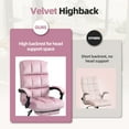 thumbnail image 5 of Homhum Velvet Executive Chair, Ergonomic Office Chair with Footrest, Pink, 5 of 10