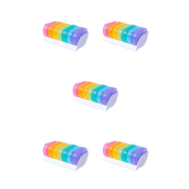 maskred Plastic 7 Days Pill Storage Case Portable Refillable Container Daily Supplement Colored Holder Box Travel Organizer 1Pc 5Set