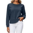 thumbnail image 6 of cocolona Cropped Sweatshirts for Women Oversized Round Neck Long Sleeve Sweatshirts Lightweight Soft Pullover Fall Tops, 6 of 7