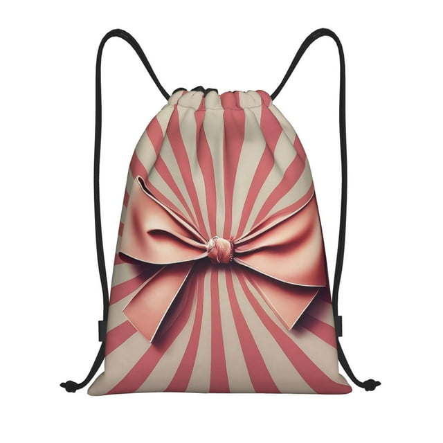 Naloa Retro Bow Print Drawstring Backpack,Sport Storage Bag,Sports Gym Bag,Swim Bag,Draw String Back Bag for Sports, Gym, Travel, Swimming, Beach-Medium