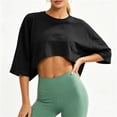 thumbnail image 6 of Posijego Workout Tops for Women 3/4 Sleeve Crop Tops Summer Athletic Running Yoga Sport Tees Activewear Gym Shirts for Ladies, 6 of 8