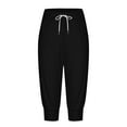 thumbnail image 6 of LMOIPLI Women's Capri Pants Summer Casual Cropped Drawstring Lightweight Yoga Jogger Pants High Waisted Pockets Cinch Bottom Sweatpant for Women Black,XXL, 6 of 6