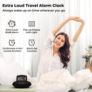 Sonic Alert - Sonic Shaker Portable Super Loud Digital Alarm Clock for Heavy Sleepers, Compact Design, Black