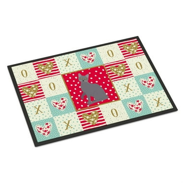 Carolines Treasures Korat Cat Love Indoor or Outdoor Mat 24x36 doormats, Multicolor