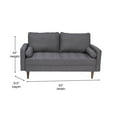 thumbnail image 5 of BizChair Mid-Century Modern Loveseat Sofa with Tufted Faux Linen Upholstery & Solid Wood Legs in Dark Gray, 5 of 11