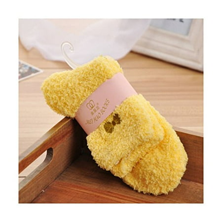 

Women s Soft Coral Fleece Socks Sweet Bow Fuzzy Socks Autumn Winter Cozy Socks Bed Socks 1 Pair Color:Yellow