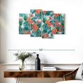 thumbnail image 3 of Elephant Stock Tropical Foliage And Flowers Wall Art - Horizontal Multi Panel Canvas - Living Room Wall Decor - Decor Elements Multi Panel - Teal And Orange Decor - 36" x 22", 3 of 8
