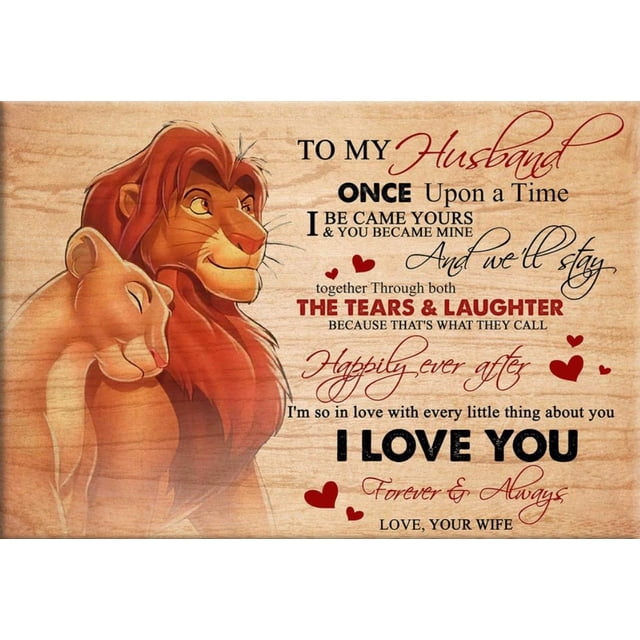 Personalized To My Wife Husband Romantic Words Canvas Painting Wall Art Disney Mickey Mouse And Minnie Poster For Home Decor40X60CM NO FRAME Gao Jinjia LED
