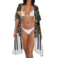 thumbnail image 4 of SCRAWLGOD Sunflower Music Note Print Swimsuit Cover Up for Women Summer Long Swimsuit Coverup Soft Lightweight Beach Cover Up, 4 of 6