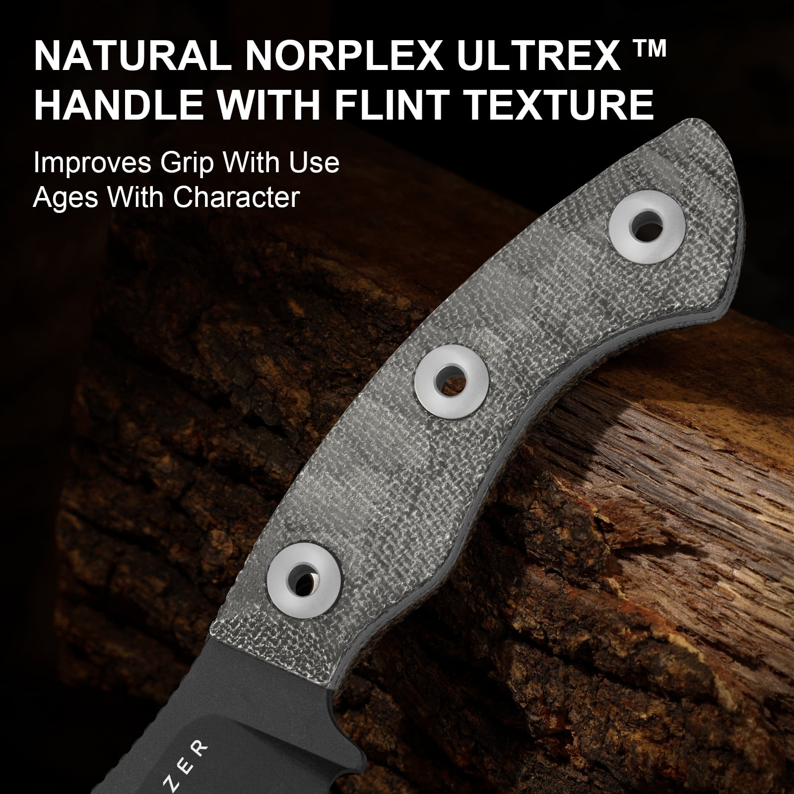Kizer Rook Fixed Knife 3-layer Composite Steel Blade Micarta Handle With Sheath