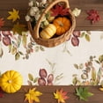 thumbnail image 3 of Fall Table Runner Thanksgiving Autumn Eucalyptus Leaves Table Runners Leaf Branch Linen Cotton Linen Dresser Scarf Kitchen Dining Table Decor for Fall Holiday Party Decor 13x72 Inch, 3 of 9