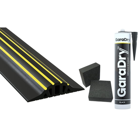 1 ¼” High Garage Door Threshold Seal Kit 8'3" Length | Flexible PVC | Complete Kit Includes 1 Adhesive | GaraDry