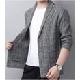 thumbnail image 3 of Kukuzhu Men's Casual Shawl Collar Button Down Cabel Knit Cardigan Sweater with Pockets, 3 of 5
