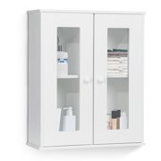 Insma Wall Mounted Wooden Bathroom Wall Cabinet 2 Doors & 2 Shelves Bathroom Cabinet Medicine Cabinet, White