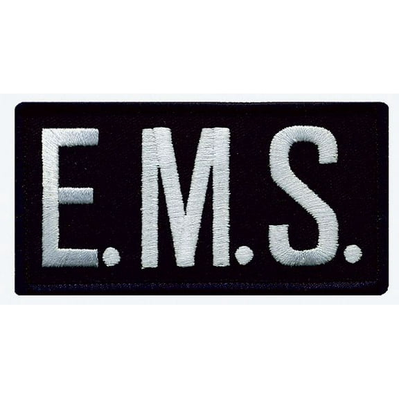 Hero's Pride E.M.S. Chest Patch, Hook Backing, White/Midnight Blue, 4" x 2"