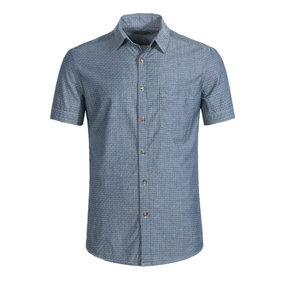 Men's Regular Fit Short Sleeve Dress Shirt Premium Polka Dot Prints Button Down Casual Shirts 2XL