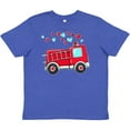 thumbnail image 3 of Inktastic Valentine Fire Truck with Hearts Youth T-Shirt, 3 of 5