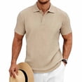 thumbnail image 2 of Bxsruta Men's Casual Textured Knit Polo Shirt Short Sleeve Button Front Breathable Solid Collared Pullover, 2 of 8