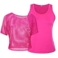 thumbnail image 2 of 80s Costumes Women Casual Costumes Fishnet Neon T-Shirt 2PCS, 2 of 7