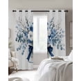 thumbnail image 3 of Blue Spring Floral Blackout Curtains, Light Blocking Print Window Curtains, Watercolor Summer Flowers Thermal Insulated Window Drapes for Living Room Kitchen Cafe 2 Panels, 104"W x 72"L, 3 of 9