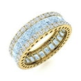thumbnail image 2 of Triple Row Square Aquamarine & Round CZ Wedding Band 925 Sterling Silver Gold Vermeil Ring, 2 of 2
