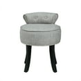 thumbnail image 3 of Inspired Home Bardot Linen Vanity Stool Nailhead Trim Roll Back Bedroom, Grey, 3 of 7