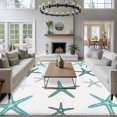 thumbnail image 5 of Teal Starfish Coastal Washable Rug 5x7 Area Rugs for Living Room, Summer Beach Ocean Large Bedroom Rug Soft Non-Slip Low Pile Floor Carpet for Dining Room Kitchen Office Laundry Nursery, 5 of 9