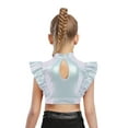 thumbnail image 2 of Hansber Kids Girls Ruffle Crop Tops Shiny Mesh Patchwork Hip Hop Street Dance Tops Performance Costume Silver 6, 2 of 5