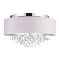 CWI Lighting Dash 4 Light Drum Shade Metal Flush Mount Light in Chrome Off White