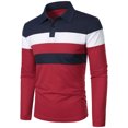 thumbnail image 4 of SOMOWI Graphic Tees for Men Patchwork Splicing Button Turn Down Long Sleeve Red Going Out Fall Tops 4XL, 4 of 4