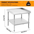 thumbnail image 2 of 30 In x30 In x30 In Stainless Steel Grill and Equipment Stand - NSF-Certified Heavy-Duty Prep Table with Adjustable Legs and 2 In Edge Baffle, 2 of 7