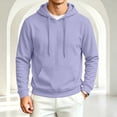 thumbnail image 6 of Men's Hooded Long Sleeve Solid Sweatshirt Warm Casual Pullover Comfortable Basic Top with Kangaroo Pocket for Fall Winter Everyday Wear and Weekend Outings Light Purple 2XL, 6 of 6