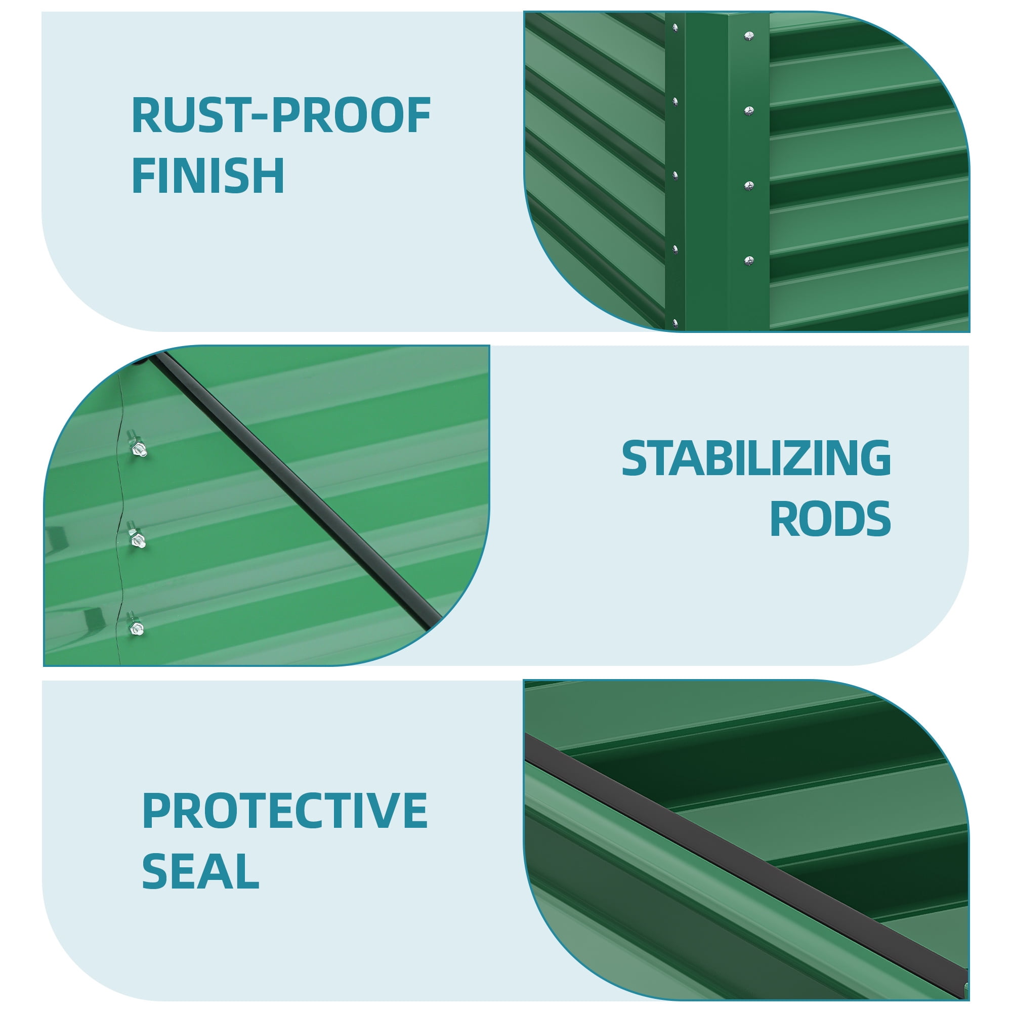 Uforic 2 Pack 8x4x1.5 ft Green Galvanized Raised Garden Bed Kit, Metal Planter Box with Gloves, Ground Nails & Support Rod, Outdoor Above-Ground Planter for Plants, Vegetables, and Flowers